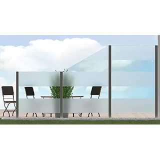 Bijon Sichtschutz Glas Terrassen, Windschutz Glaszaun, Garten, Oberer Bereich satiniert PG10-K | 109x113,5cm