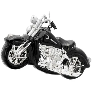 SIKORA Chopper Motorrad schwarz besondere Weihnachtskugel Glas Christbaumschmuck Deko Figur Weihnachten Anhänger Ornament - Trend Line - BS910