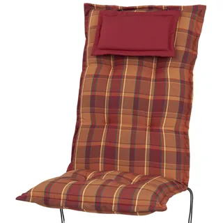 Kettler Polen KETTtex 2136 Auflage Hochlehner Rom orange-rot kariert 123x50x9 cm Sitzpolster