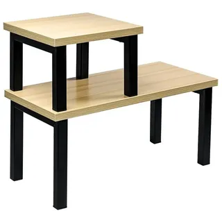 Coradoma Gewürzregal 2er Set Küchenregal Stapelbar Regal Organizer Küche Eckregal, 2-tlg., aus Metall und Holz