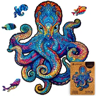 UNIDRAGON Original Holzpuzzle – magnetischer Oktopus, 300 Teile, King-Size, 86,4 x 101,6 cm, schönes Geschenkpaket, einzigartige Form, bestes Geschenk für Erwachsene und Kinder