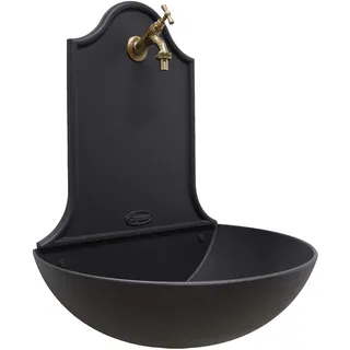 FONDERIA BONGIOVANNI | Gartenbrunnen | Wandbrunnen | Modell Marbella | mit Wasserhahn | für Haus Garten | Brunnen für den Außenbereich | Brüniert