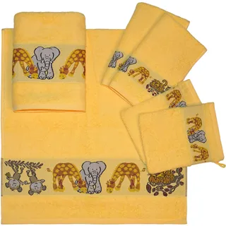 Handtuch Set DYCKHOFF "Affe" Handtücher (Packung) Gr. B/L: 50 cm x 100 cm (6 St.), gelb Handtuch-Sets mit Tierbordüre