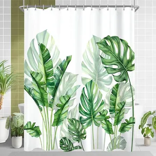 luxuskollektion Duschvorhang 200 x 200 cm grün Blätter