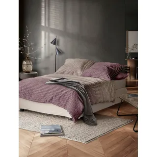IRISETTE Meran Gestreift Biber Rot 135 x 200 cm + 80 x 80 cm