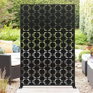 Niwugady ﻿ Trennwand Raumteiler 182x120cm, Balkonsichtschutz mit Ständer Outdoor Indoor, Gartensichtschutz, Freistehender Zaun, Raumtrenner Terrasse Garten Stahl Paravent Freistehend Edelrost, B