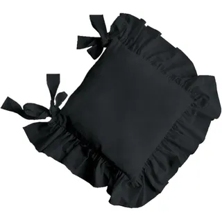 Diwzbyn Stuhlkissen Stuhlkissenbezug mit Rüschen & Schleifen,mit Bindebänder, Stuhlhusse Landhausstil ohne Füllung,für Indoor und Outdoor schwarz 40 cm x 40 cm