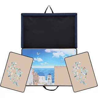 Becko Jigsaw Puzzle Board Tragbarer Puzzle-Koffer/Puzzle-Aufbewahrung/Puzzle-Sparer/Puzzle-Speichersystem/Puzzleunterlage - Puzzlematte für bis zu 1000 Teile (blau)