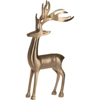 EGLO LIVING Deko Rentier Baligian, Weihnachtsdeko Fensterbank, Herbstdeko Wohnzimmer, Weihnachtsfigur Hirsch REH, Tischdeko Weihnachten Herbst, Metall in Gold, H 44,5 cm