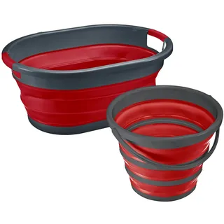 Westmark Set Wäschekorb + Eimer – Platzsparend zusammenfaltbar, tragbar, Wäschekorb und Falteimer für Camping, Reinigung oder zum Spielen für Kinder – ideal für Tiny Living