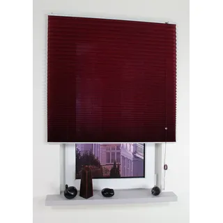Liedeco® Klemmfix-Plissee freihängend inkl. Halterungen zur Wand- oder Deckenmontage 80 x 175 cm Bordeaux/lichtdurchlässig, Blickdicht, verstellbar / 123 montiert/Sicht-, Sonnen-, Blendschutz