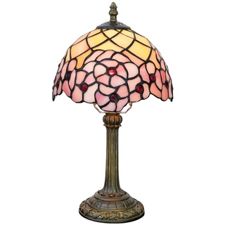 wecrejoni Tiffany-Lampe, Buntglas-Tischlampe, 20,3 x 20,3 x 35,6 cm, Schreibtisch-Leselampe, Dekoration neben Schlafzimmer, Wohnzimmer, Zuhause (H-1055 – Kirschblüte)