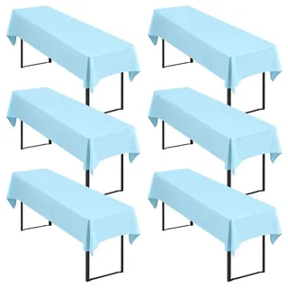 6er-Pack Biertisch-Tischdecke 100x250 cm Polyester hellblau - Hellblau