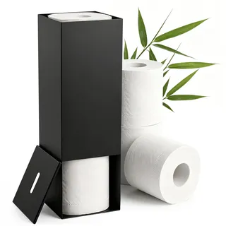 Jarvita Edelstahl Toilettenpapier Aufbewahrung schwarz matt | Klopapierständer aus Edelstahl für 3 Rollen | Ersatzrollenhalter Toilettenpapier | Toilettenpapierständer | Klopapier Aufbewahrung