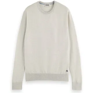 SCOTCH&SODA Herren Strickpullover - Essentials Crewneck, Merinowolle, Rundhals, einfarbig Creme / S