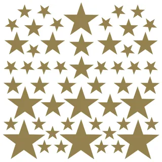 PREMYO 54 Sterne Wandsticker Kinderzimmer Mädchen Jungen - Wandtattoo - Wandaufkleber Selbstklebend Gold