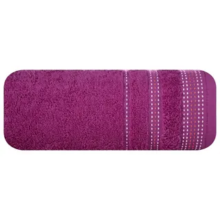 Eurofirany Handtuch POLA, Frottee Handtücher Gästetücher Badetücher Bordüre Bestickt Vorsticht lila 50 cm x 90 cm