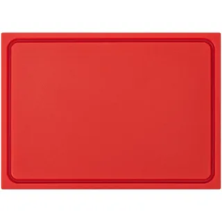 Muvell Schneidebrett Kunststoff HDPE500 | rot 35x25x2 cm | Schneidbrett | Gastro Profi HACCP rohes Fleisch Küchenbrett | 1 Seite mit Saftrinne |