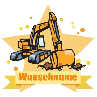 Samunshi® Bagger Wandtattoo Türschild mit Name personalisierbar Kinderzimmer Türaufkleber Baby Wandaufkleber - 60x52cm mehrfarbig