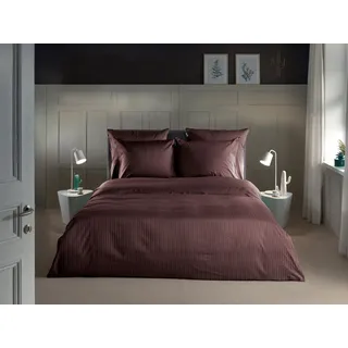 ZO! HOME Banda Gestreift Baumwolle Braun 135 x 200 cm + 2 x 80 x 80 cm