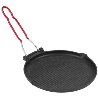 Ivicta Grillpfanne rund Klappgriff Ø25,5cm Grill Steakpfanne Gusspfanne Riffel