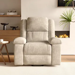 Elektrischer Massagesessel Mit Heizfunktion, Aufstehhilfe Und 160° Liegefunktion, Samt, Beige