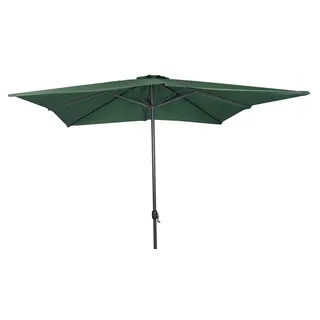 Sonnenschirm 3x3 m UV30+ quadratisch Kurbelschirm Gartenschirm Balkon grün Alu - Grün