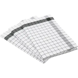 Ross 3er Pack Halbleinen Geschirrtücher Exclusiv Karo Weißfond 50x70 cm | schwarz - schwarz