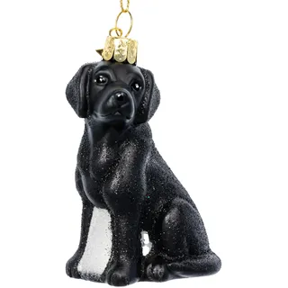 SIKORA Labrador schwarz besondere Weihnachtskugel Glas Christbaumschmuck Deko Figur Weihnachten Anhänger Ornament - Trend Line - BS591