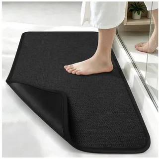 LuxusKollektion Badematte Badvorleger 60x120cm Schwarz Kurzflor Rutschfest