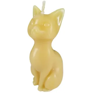 Aspinaworld Bienenwachskerze Katzen Kerze 10 cm natur – langer Hals stilisiert (1-tlg) gelb