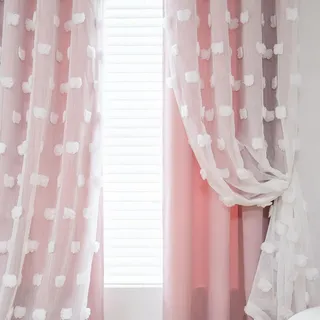 Omgoods – Vorhänge für Kinderzimmer – Rosa, doppellagig, 160 x 132 cm - Rosa
