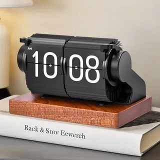VIHBRAI Flip Clock Retro Tischuhr mit USB-C Wecker und Timer | Multifunktionale 4-in-1 Klappzahluhr (Zeit/Datum/Alarm/Timer). 2400mAh Akku (USB-C), Smart-Chip für exakte Zeit ohne Lärm.