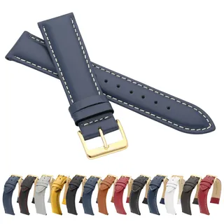 MARCHEL Glattleder Echtleder LLB Schließe in Gold Lederarmband Uhrenarmband Rindsleder Feines Leder