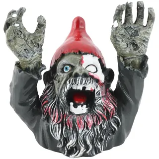 ZJchao Zombie-Zwerg, Gartenstatue, Skulptur, Böse, Gruselig, für den Außenbereich, Halloween-Dekoration, Ornament, Horror-Gartenzwerg, Toter Zombie-Zwerg