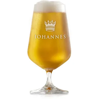AMAVEL Bierglas mit Gravur, Krone, Personalisiert mit Namen, Gravierte Pilstulpe – Pilsglas für Biertrinker, Füllmenge: 0,4l