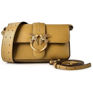 PINKO Love One Umhängetasche Leder Green/Gold
