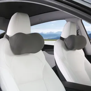 AntDiseno Nackenkissen Auto, Ergonomisches Kissen für Autofahren, Auto Nackenkissen aus Memory Foam, Kopfkissen Auto mit Verstellbarem Gurt, ideal für Auto SUVs und Oficina (Grau)