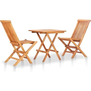 The Living Store 3-tlg. Bistroset mit Taupe Kissen Massivholz Teak - Taupe