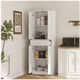 Homcom Küchenschrank Buffetschrank mit Verstellbaren Einlegeböden 60 x 35 x 180 cm WEISS