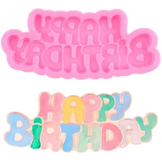 XMOLDNMS Happy Birthday Buchstaben Silikonformen Geburtstag Alphabet Fondant Form Buchstaben Schokoladenformen für Kuchendekoration Cupcake Topper Candy Polymer Clay Gum Paste