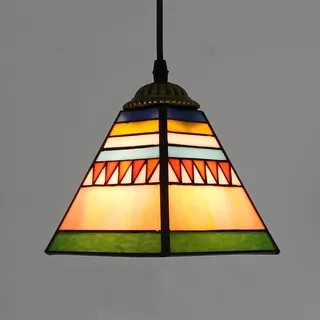 Mengjay Tiffany Pendelleuchte Deko Leuchte Vintage Glas Hängelampe Höheverstellbar Esstisch Esszimmer Küchenlampen Lampen Retro Pendellampe Wohnzimmerlampe Hängeleuchte Schlafzimmer Keller Loft Cafe