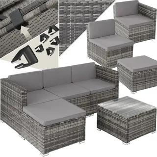 Tectake Lignano Rattan Lounge 5-tlg. Grau