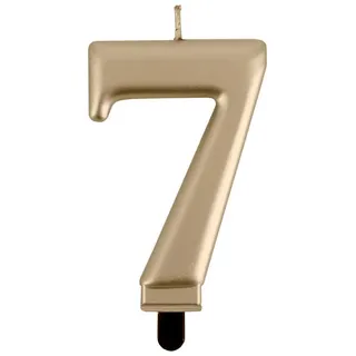 Party Factory Geburtstagskerze Geburtstags-Kerzen metallic gold Nr. 7 – elegante Zahl-Kerze goldfarben