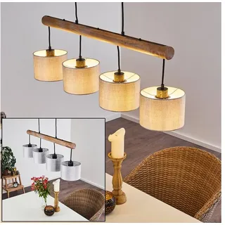 hofstein Hängeleuchte »Laives« Hängelampe aus Metall/Holz/Textil in Schwarz/Grau/Natur, ohne Leuchtmittel, 4xE27, Höhe max. 120cm, mit Stoff-Schirmen grau|schwarz