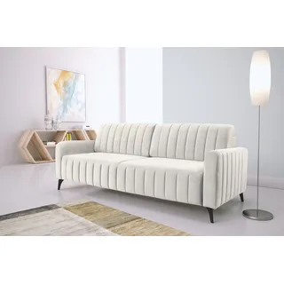 exxpo - sofa fashion Schlafcouch Mikrovelours 3-Sitzer Beige