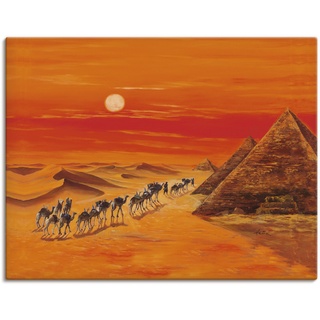 Wandbild ARTLAND "Karawane II" Bilder Gr. B/H: 120 cm x 90 cm, Leinwandbild Afrika, 1 St., orange Kunstdrucke