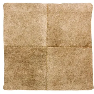 Heitmann Felle Kissenhüllen mit echtem Kuhfell, naturfarben Beige, ca. 50 x 50 cm, Rückseite: Stoff, mit Reißverschluss