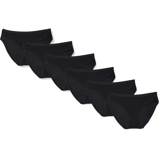 Amazon Essentials Damen Bikini-Unterhosen aus Baumwolle (in Übergröße erhältlich), 6er Pack, Schwarz, XXL Große Größen