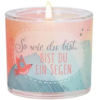 LichtMoment „So wie du bist" Glas-Windlicht mit Taube: mundgeblasen inkl. Teelicht und Geschenkverpackung, im Format 6 x 6,5 cm. Ideal als kleines Geschenk